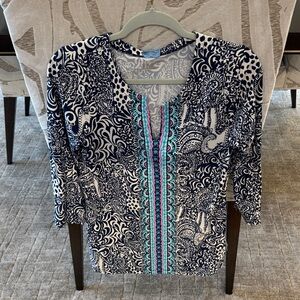 Lilly Pulitzer Navy and White Paisley Blouse